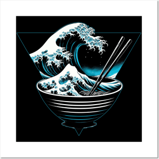 Great Wave Kanagawa in Ramen Bowl Posters and Art